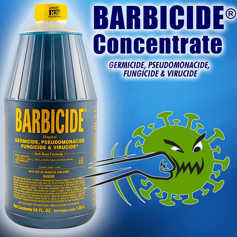 Barbicide - essential for every hair salon & barber shop. - Distributed by Bahamas Supply Agencies.