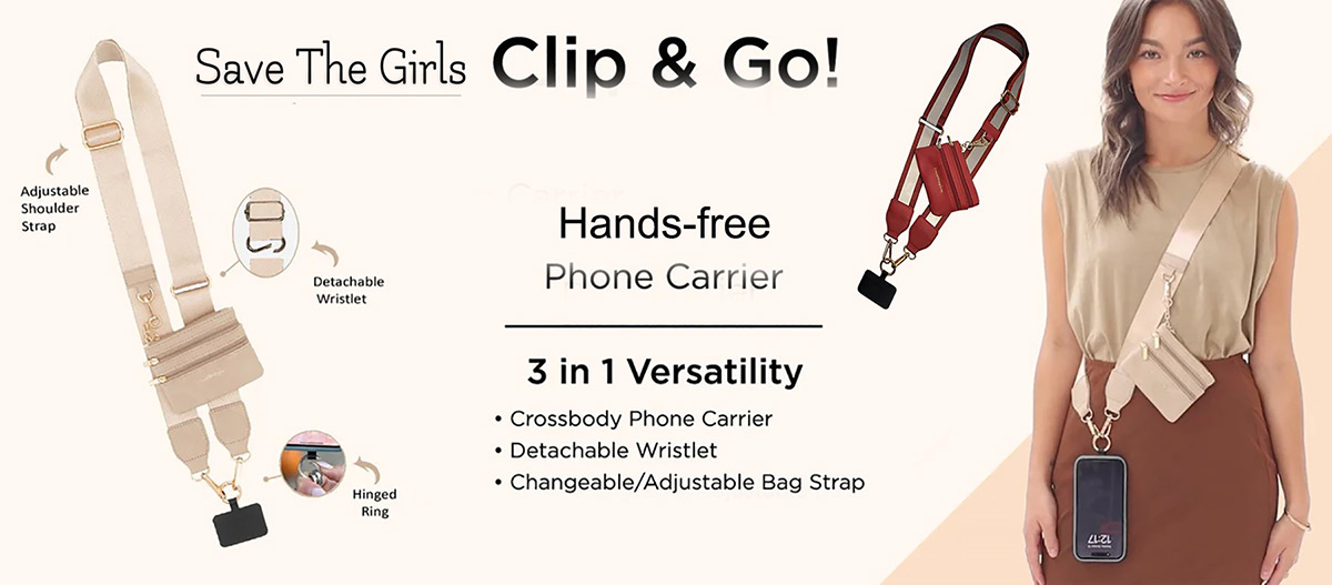 Save The Girls Hands-Free Phone Carrier at The Brass & Leather Shops Ltd.
