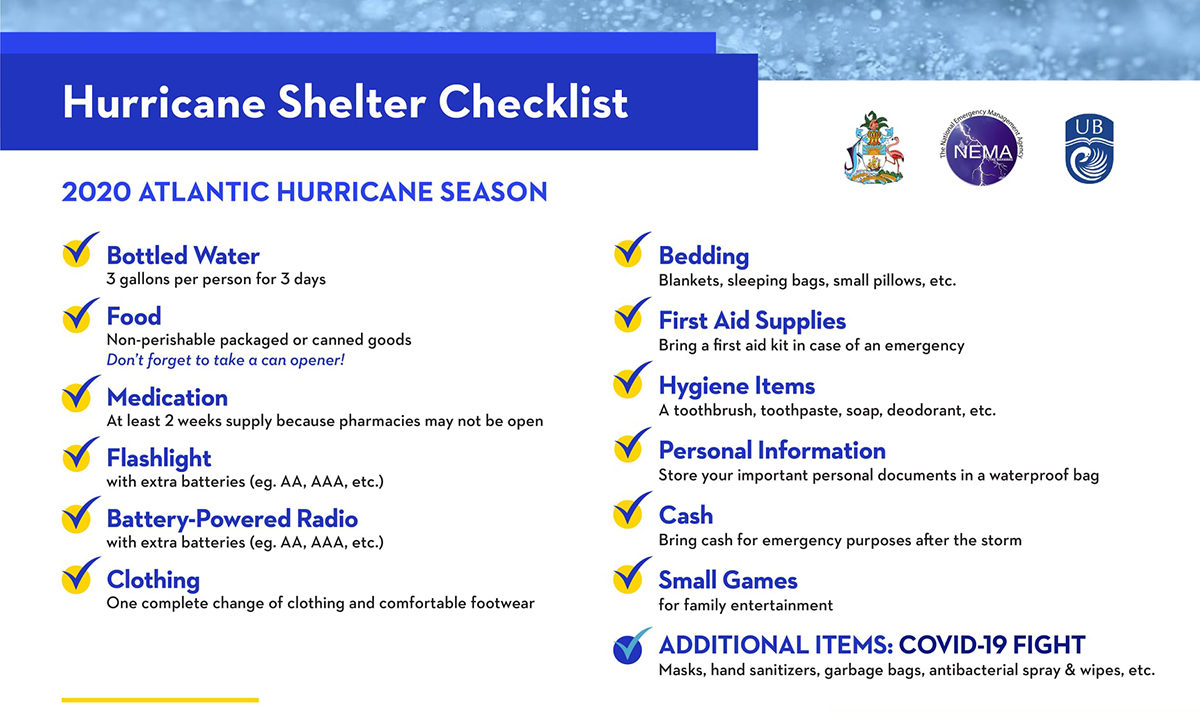 2020 Hurricane Shelter Checklist
