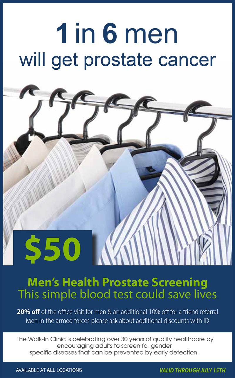 Walk-In Medical Clinic - Men's Health Prostate Screening In June
